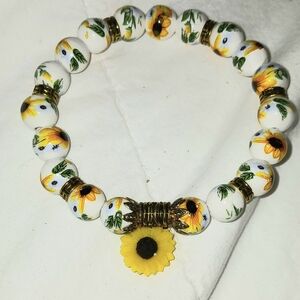 Sunflower Charm Floral Bracelet